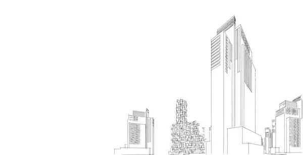 Architectuur Achtergrond Illustratie Schets Lijn Geometrisch Architectonische Achtergrond — Stockfoto