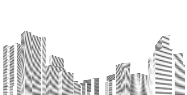 建筑建筑三维插图 现代城市建筑抽象背景设计 — 图库照片