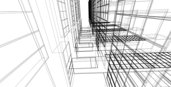 Moderne Architectuur Wireframe Concept Van Urban Wireframe Wireframe Gebouw Illustratie — Stockfoto