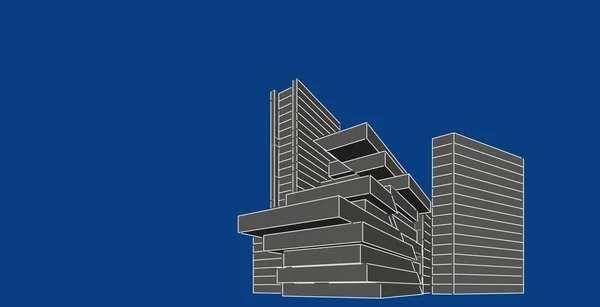 Modern Arkitektur Wireframe Konceptet Urban Wireframe Wireframe Building Illustration Arkitektur — Stockfoto