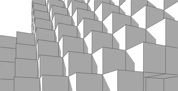 Fundo Arquitetônico Geométrico Abstrato Ilustração Wireframe Arquitetura Moderna — Fotografia de Stock