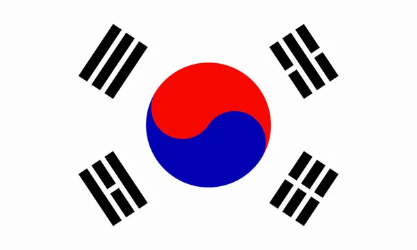플랫 한국 국기 — 스톡 사진