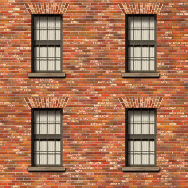 kırmızı tuğla doku windows 3d çizim ile