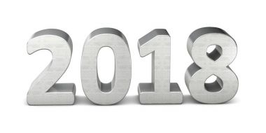 Yeni yıl metin gümüş 2018 3d render