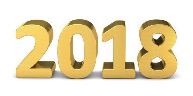 Yeni yıl metin altın 2018 3d render