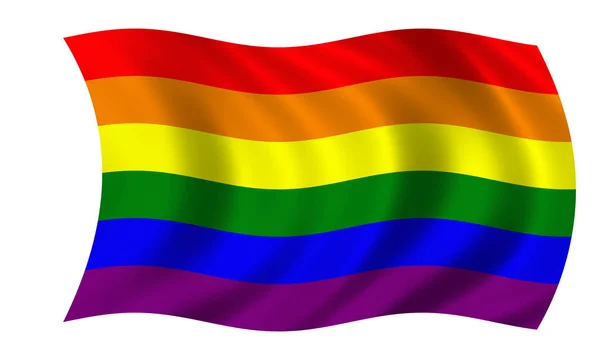 Waving gay and rainbow peace flag — Stock Photo, Image