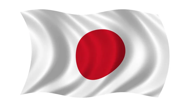 Acenando bandeira japonesa nacional — Fotografia de Stock