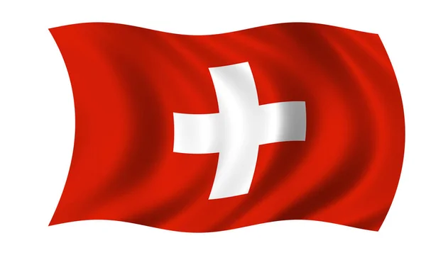 Waving national swiss flag — Stock Photo, Image