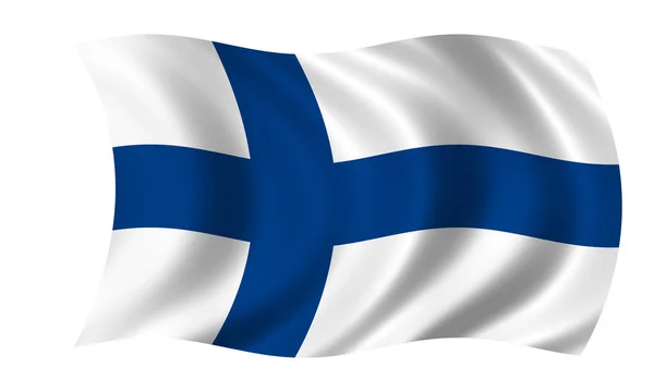 Agitant le drapeau national finlandais — Photo