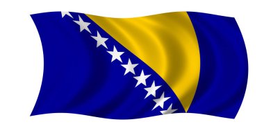 Bosna ve Hersek bayrağı sallayarak