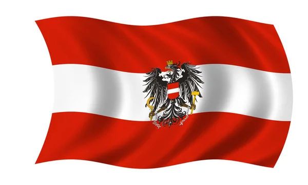 Agitant drapeau autrichien avec aigle — Photo