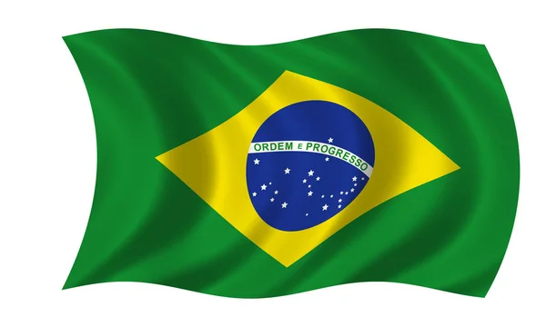 Braziliaanse vlag zwaaien — Stockfoto