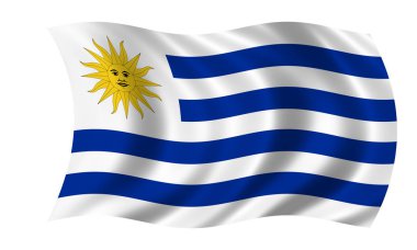 Uruguaylı bayrak rüzgarda sallayarak