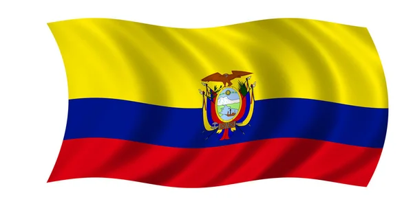 在风中挥舞着厄瓜多尔国旗 — 图库照片