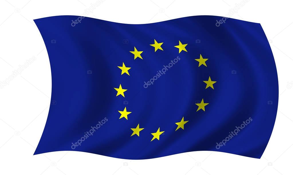 waving european union flag in wind