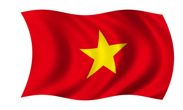 Размахивая вьетнамским флагом на ветру — стоковое фото