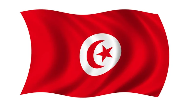 Melambaikan bendera Tunisia dalam angin — Stok Foto