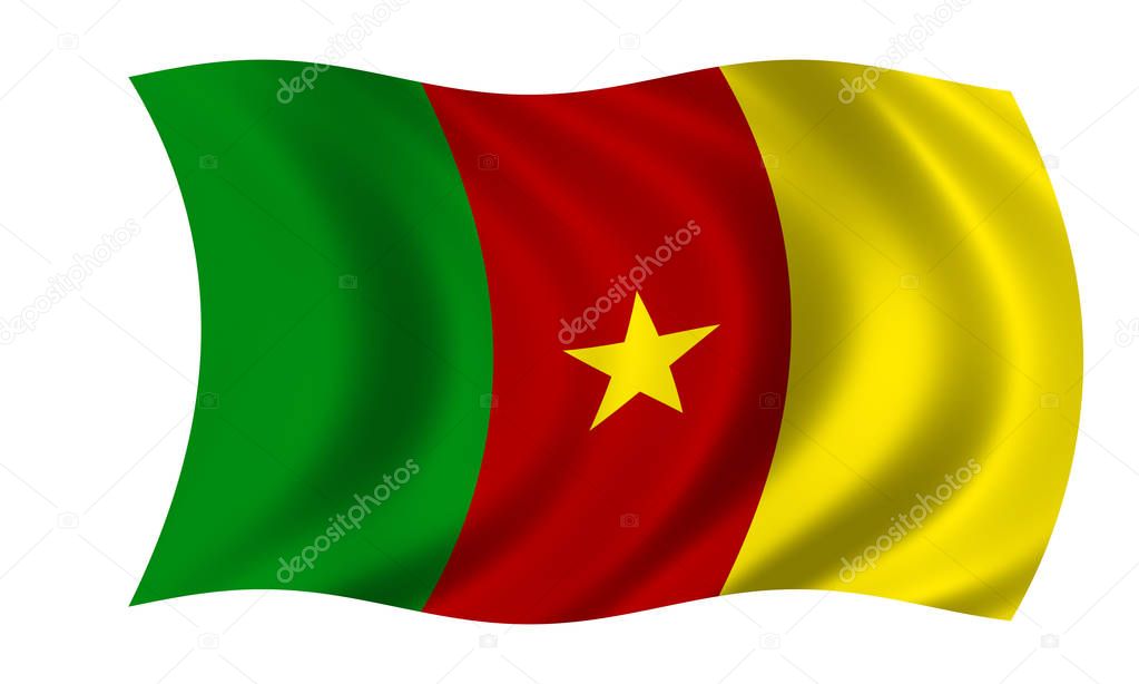 waving cameroonian flag in wind