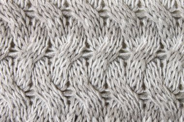 Gri dokuma veya örme kumaş doku desen arka planı kapat