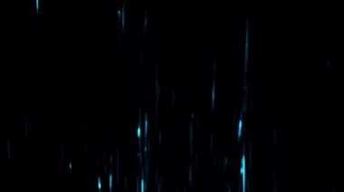 Siyah zemin üzerine mavi glitter yağmur yağmaya aşağı. Görüntüleri veya video Intro veya outro için tasarım içinde Merhaba çözünürlük 4k 3840 x 2160. Modern veya teknoloji tarzı görüntüleri.