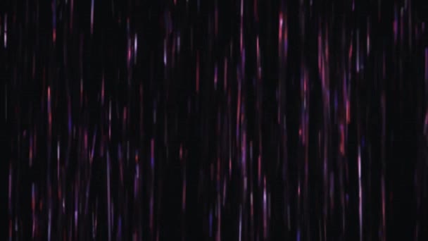 Paars Rood Glitter Regen Naar Beneden Vallen Zwarte Achtergrond Beelden — Stockvideo
