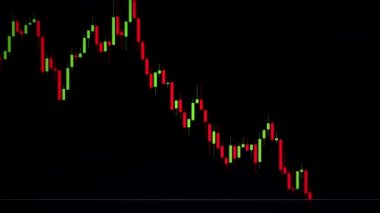 Hisse senedi grafiği veya Şamdan veya siyah arka plan üzerine hareket Forex grafik. İş kavramı finans, yatırım, risk, hakkında para ticaret. Merhaba çözünürlük görüntüleri 4k 3840 x 2160