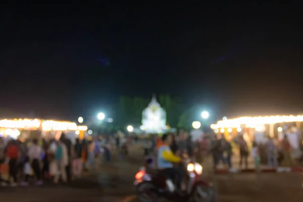 Blurred People or Crowd Walking in Loi Krathong Festival at Phayao Thailand — Stock Photo, Image