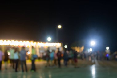 Phayao Tayland 'daki Loi Krathong Festivali' nde Geniş Açı Bulanık İnsanlar