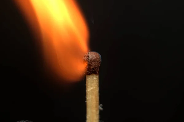 Macro Shooting Match Sulfur Head Fire — Stock Photo, Image