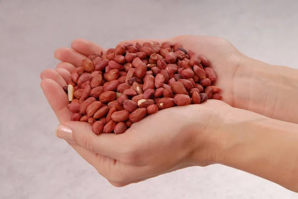 Handful of peanut, raw nuts, groundnut small handful — Stock Photo, Image