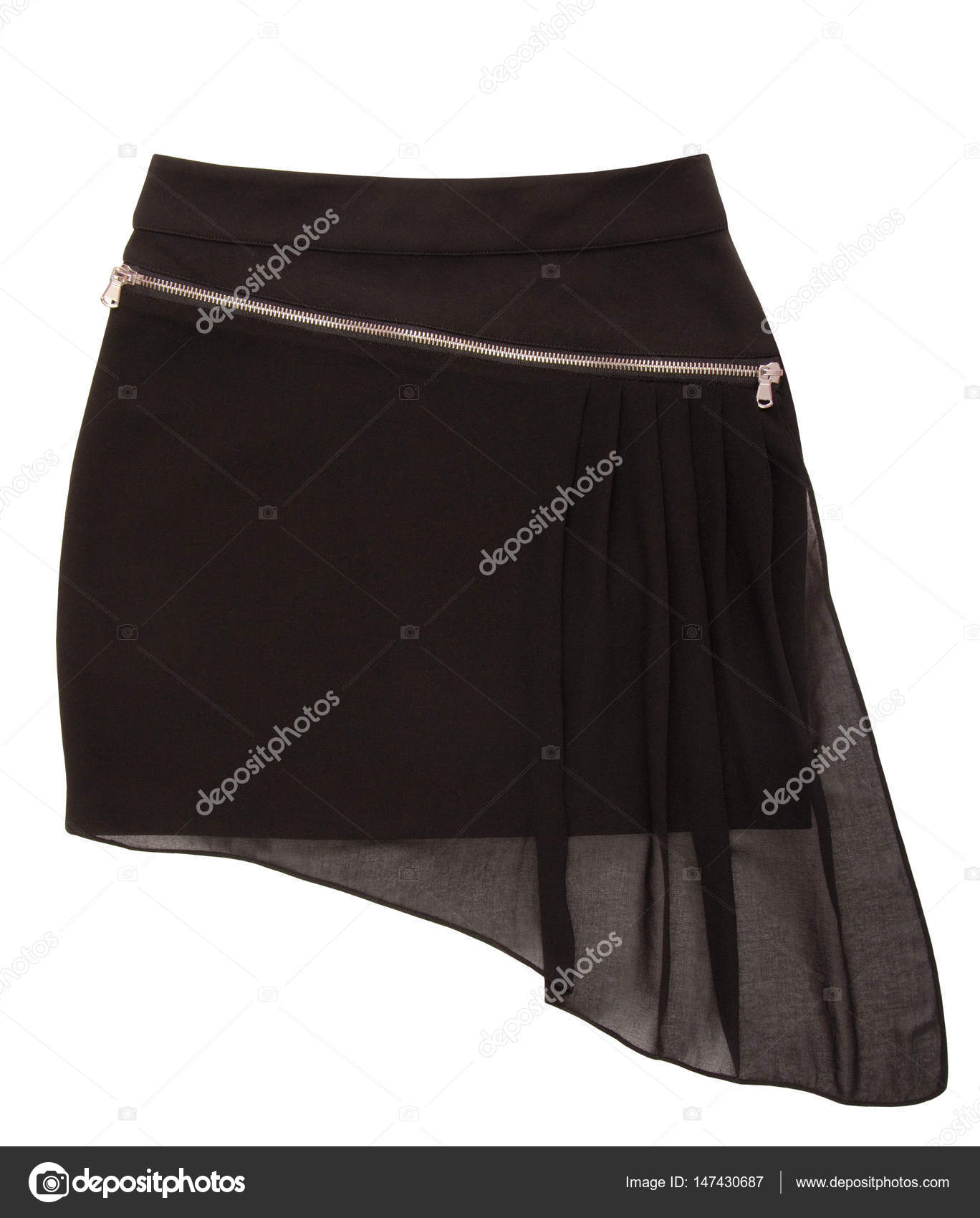 white asymmetrical mini skirt