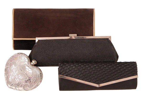 Assortment of clutchs, elegance black handbags — Stock Photo, Image