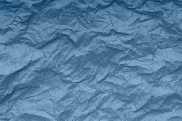 Μπλε χαρτί υπόβαθρο, δημιουργική υφή, τσαλακωμένο συσκευασία Παπανικολάου — Φωτογραφία Αρχείου