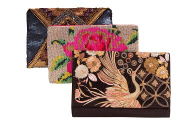 embroidered handbags, three handbags with embroidery, clutches o clipart