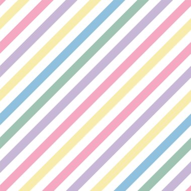 Sarı, pembe, mavi, yeşil, beyaz köşegen çizgili vektör desensiz gökkuşağı.