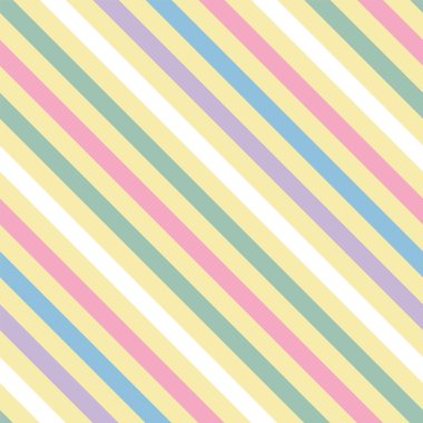 Sarı, pembe, mavi, yeşil, beyaz köşegen çizgili vektör desensiz gökkuşağı.