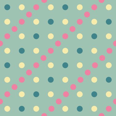 Sarı, pembe, yeşil benekli ve yeşil arka planlı vektör desensiz gökkuşağı.