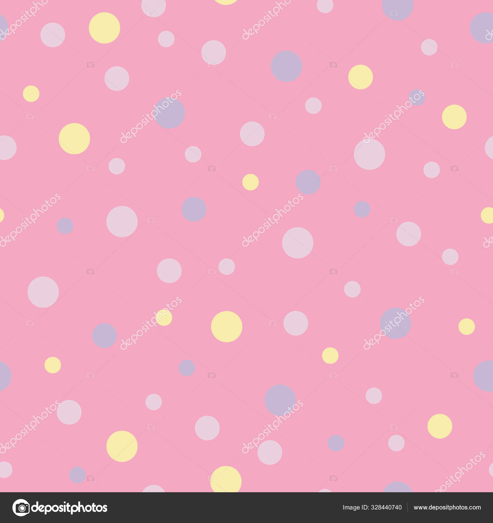 Image vectorielle Modèle vectoriel sans couture arc-en-ciel pastel avec  violet, rose, pois jaunes et fond rose par ©soatdesign - 328440740, image size:1600x1700