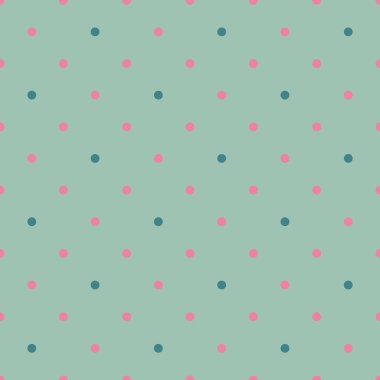 Yeşil, pembe benekli ve yeşil arka planlı vektör desensiz pastel gökkuşağı. Soat Design tarafından oluşturuldu