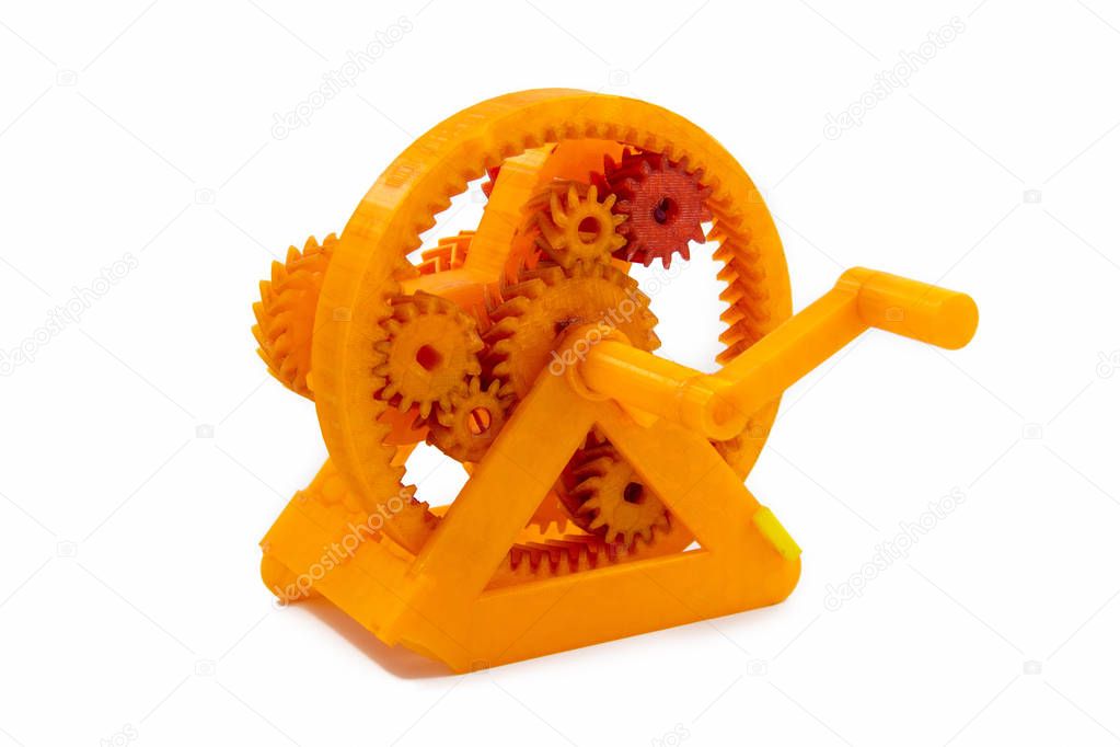 Orange Gear Shaped Object Printed With 3D Printer