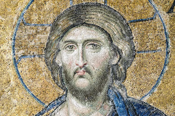 İsa Pantokrator mozaik Aya Sofya, Istanbul, Türkiye içinde yüz detay