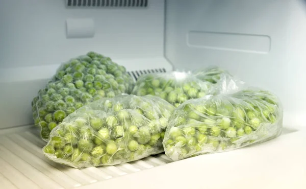 Frozen Sweet Peas Inside Deep Freezer — Stock Photo, Image