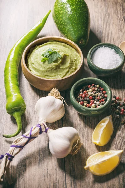 Bahan Bahan Untuk Guacamole Saus Avocado — Stok Foto