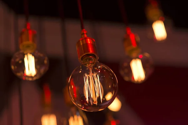 Decorative Lighting Bulbs Hanging By The Ceiling