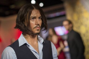 Istanbul, Türkiye, 19 Aralık 2017: Johnny Depp Madame Tussauds Istanbul, balmumu heykel. Johnny Depp bir Amerikan aktör, yapımcı ve müzisyen olduğunu.