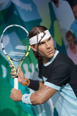 Istanbul, Türkiye, 19 Aralık 2017: Rafael Nadal, İspanyol profesyonel tenis oyuncusu Madame Tussauds İstanbul, balmumu heykel.