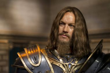 ISTANBUL, TURKEY, DECEMBER 19, 2017: Wax sculpture of Travis Fimmel inside a fantasy armor from Warcraft movie, on display at Madame Tussauds Istanbul. clipart