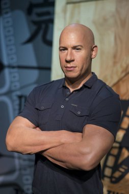 Istanbul, Türkiye, 19 Aralık 2017: Balmumu heykeli Vin Diesel olarak da bilinen Mark Sinclair, bir aktör, yapımcısı, yönetmeni ve senaryo yazarı, Madame Tussauds İstanbul.