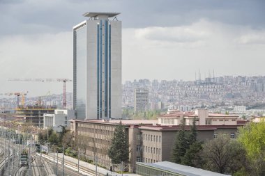 Ankara, Türkiye, 9 Nisan 2018: Geniş açı fotoğraf yüksek hızlı tren istasyonuna (Yht) Ankara, Türkiye'nin sermaye şehir.
