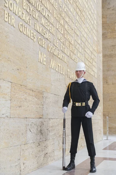 Ankara Turquia Abril 2018 Guarda Honra Serviço Anitkabir Mausoléu Mustafa — Fotografia de Stock